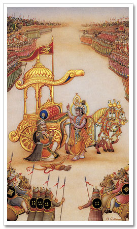 Krishna instructs Arjuna
